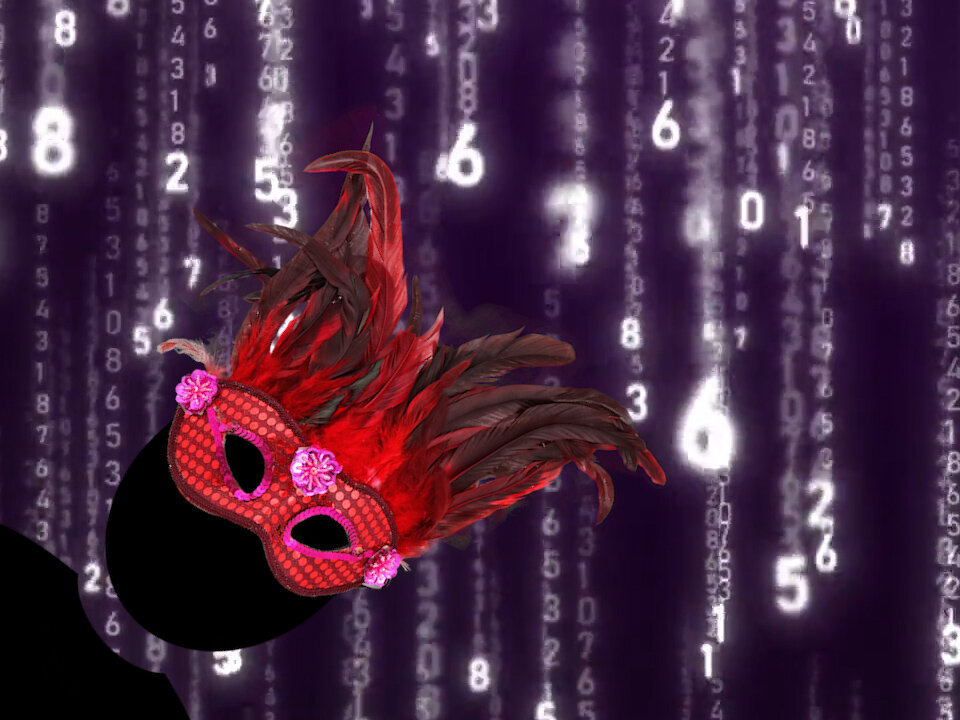 Zu sehen ist die böse Dr. Data, ein schwarzes Männchen mit roter Maske. Im Workshop müssen ihre Weltherrschaftspläne gestoppt werden. 