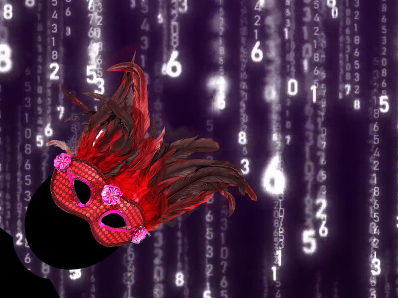 Zu sehen ist die böse Dr. Data, ein schwarzes Männchen mit roter Maske. Im Workshop müssen ihre Weltherrschaftspläne gestoppt werden. 