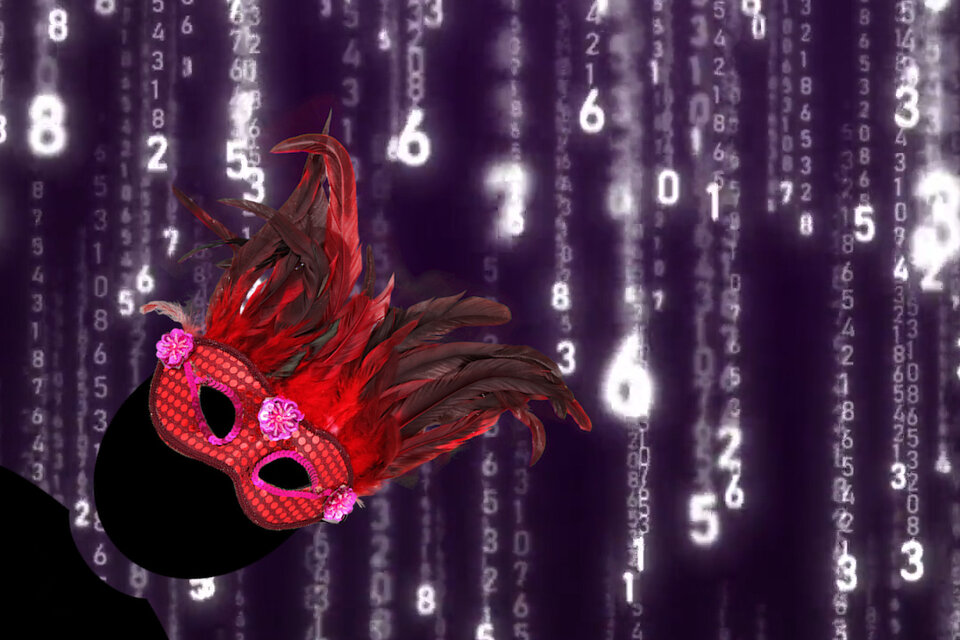 Zu sehen ist die böse Dr. Data, ein schwarzes Männchen mit roter Maske. Im Workshop müssen ihre Weltherrschaftspläne gestoppt werden.