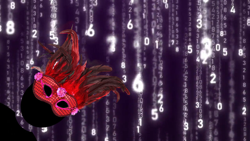 Zu sehen ist die böse Dr. Data, ein schwarzes Männchen mit roter Maske. Im Workshop müssen ihre Weltherrschaftspläne gestoppt werden. 