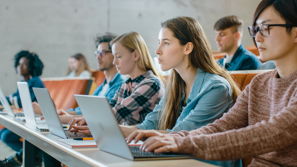 Students sitting in lecture room