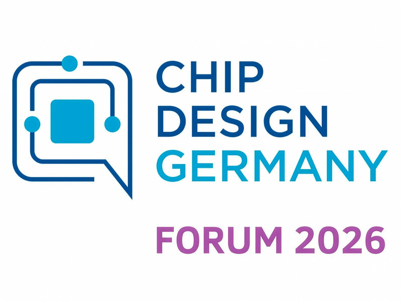 Logo mit stilisiertem Mikrochip-Symbol und Text 'CHIP DESIGN GERMANY FORUM 2026'