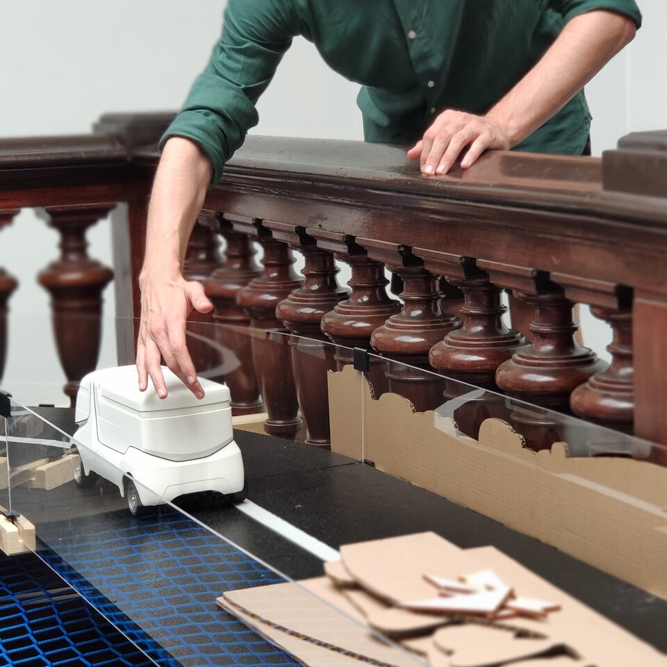 a connected car is placed on the test track