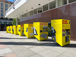 Information boxes in front of the Kulturpalast Dresden.