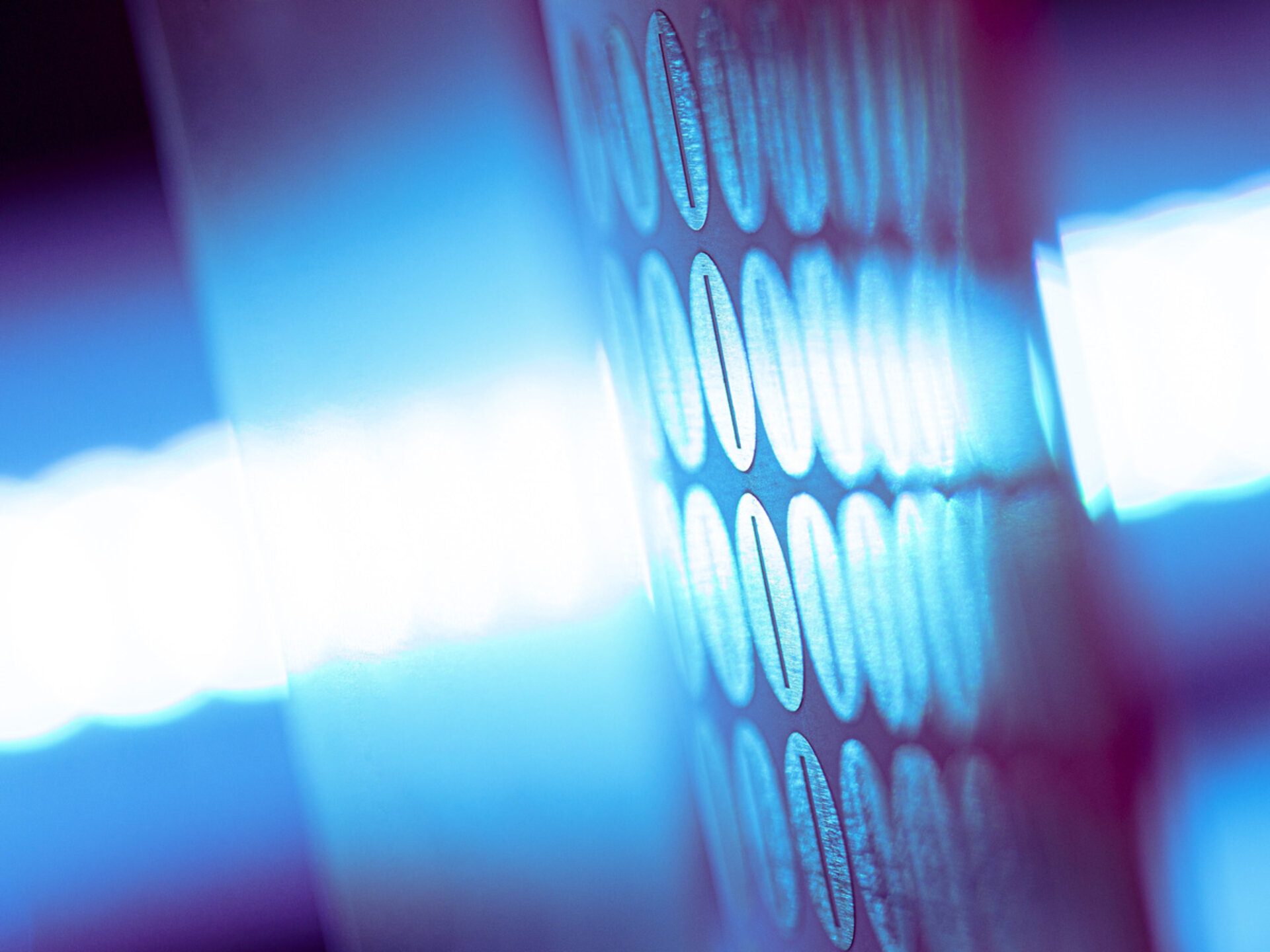 You can see an antenna system atmospherically staged with blue light.