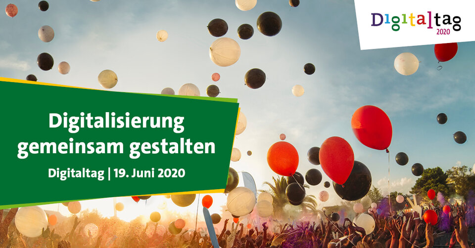 poster Digitaltag with balloons in background