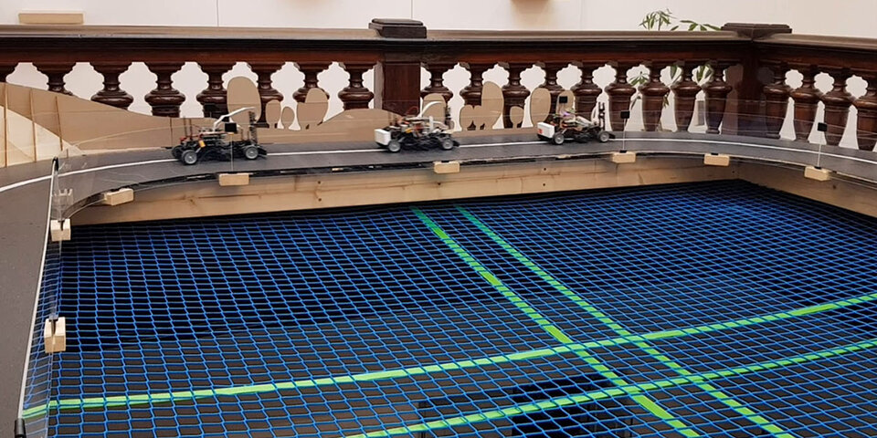 cars racing on new built track