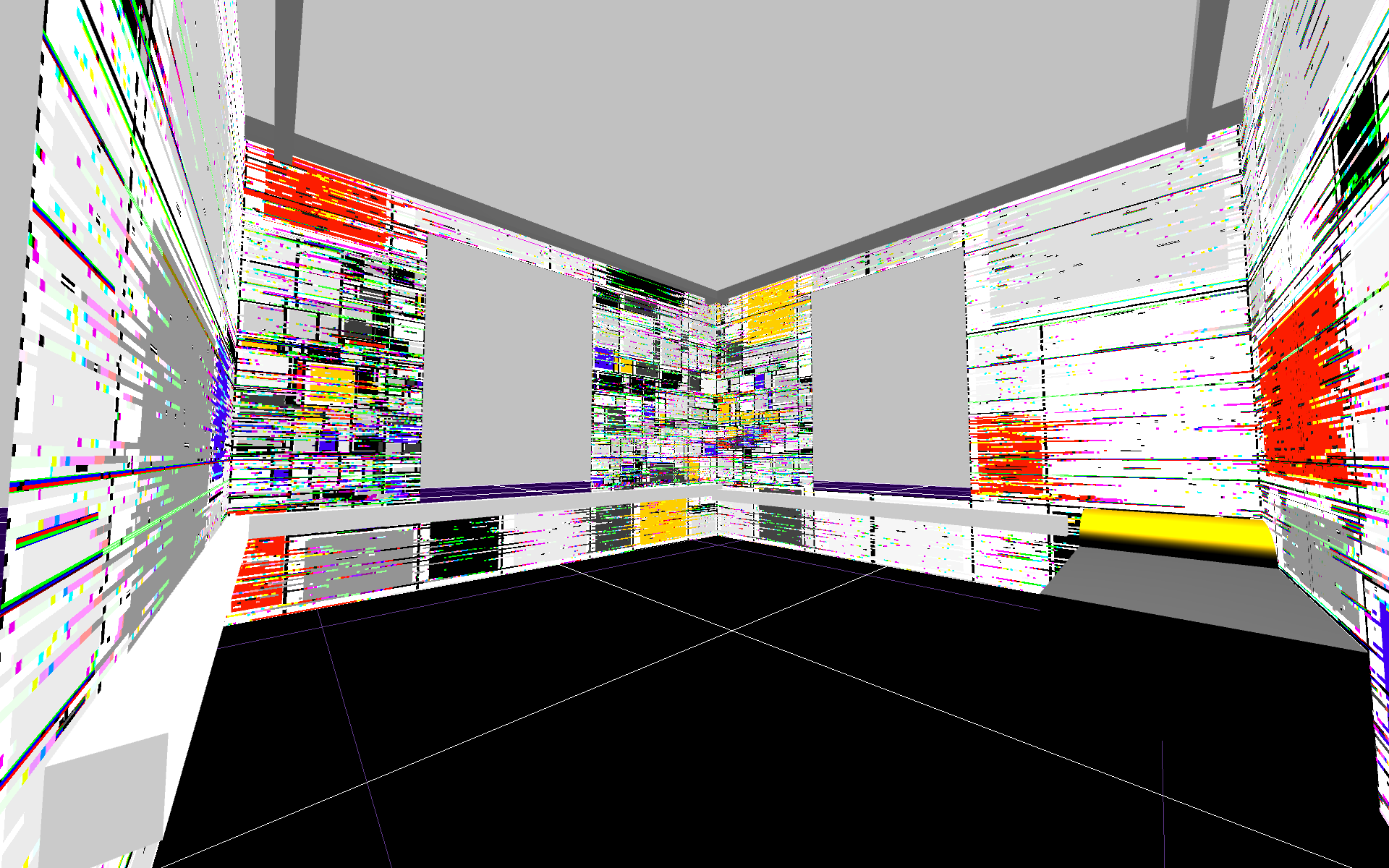 room projection Mondrian with glitch effect